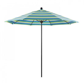 Venture Series 9' Patio Umbrella with Stone Black Aluminum Pole Fiberglass Ribs Push Lift and Sunbrella 1A Seville Seaside Fabric