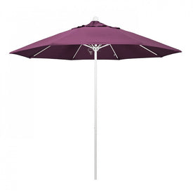 Venture Series 9' Patio Umbrella with Matted White Aluminum Pole Fiberglass Ribs Push Lift and Sunbrella 2A Iris Fabric