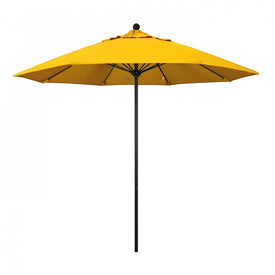 Venture Series 9' Patio Umbrella with Stone Black Aluminum Pole Fiberglass Ribs Push Lift and Sunbrella 1A Sunflower Yellow Fabric