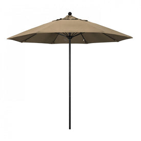 Venture Series 9' Patio Umbrella with Stone Black Aluminum Pole Fiberglass Ribs Push Lift and Sunbrella 1A Heather Beige Fabric