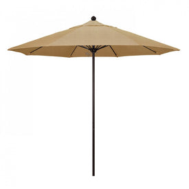 Venture Series 9' Patio Umbrella with Bronze Aluminum Pole Fiberglass Ribs Push Lift and Sunbrella 2A Linen Sesame Fabric
