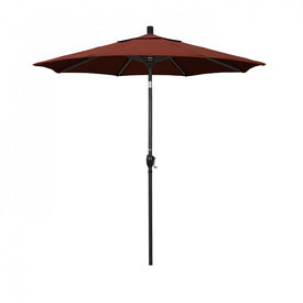 Pacific Trail Series 7.5' Patio Umbrella with Stone Black Aluminum Pole and Ribs Push Button Tilt Crank Lift and Sunbrella 2A Terracotta Fabric