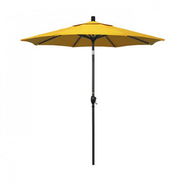 Pacific Trail Series 7.5' Patio Umbrella with Stone Black Aluminum Pole and Ribs Push Button Tilt Crank Lift and Sunbrella 1A Sunflower Yellow Fabric