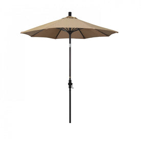 Sun Master Series 7.5' Patio Umbrella with Bronze Aluminum Pole Fiberglass Ribs Collar Tilt Crank Lift and Olefin Terrace Sequoia Fabric