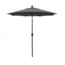 Pacific Trail Series 7.5' Patio Umbrella with Bronze Aluminum Pole and Ribs Push Button Tilt Crank Lift and Sunbrella 1A Charcoal Fabric