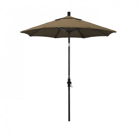 Sun Master Series 7.5' Patio Umbrella with Bronze Aluminum Pole Fiberglass Ribs Collar Tilt Crank Lift and Sunbrella 1A Cocoa Fabric
