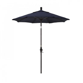 Sun Master Series 7.5' Patio Umbrella with Bronze Aluminum Pole Fiberglass Ribs Collar Tilt Crank Lift and Sunbrella 1A Navy Fabric
