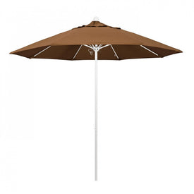 Venture Series 9' Patio Umbrella with Matted White Aluminum Pole Fiberglass Ribs Push Lift and Sunbrella 1A Teak Fabric