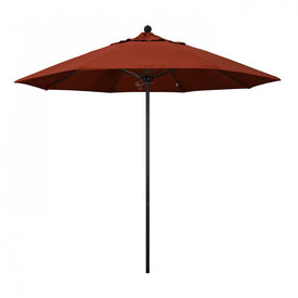 Venture Series 9' Patio Umbrella with Stone Black Aluminum Pole Fiberglass Ribs Push Lift and Sunbrella 2A Terracotta Fabric