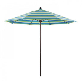 Venture Series 9' Patio Umbrella with Bronze Aluminum Pole Fiberglass Ribs Push Lift and Sunbrella 1A Seville Seaside Fabric