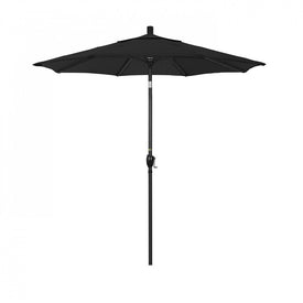 Pacific Trail Series 7.5' Patio Umbrella with Stone Black Aluminum Pole and Ribs Push Button Tilt Crank Lift and Sunbrella 1A Black Fabric