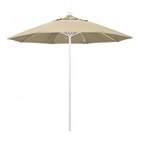 Venture Series 9' Patio Umbrella with Matted White Aluminum Pole Fiberglass Ribs Push Lift and Sunbrella 1A Antique Beige Fabric