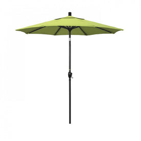 Pacific Trail Series 7.5' Patio Umbrella with Stone Black Aluminum Pole and Ribs Push Button Tilt Crank Lift and Sunbrella 2A Parrot Fabric