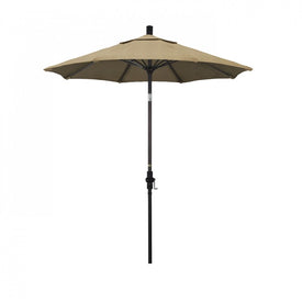 Sun Master Series 7.5' Patio Umbrella with Bronze Aluminum Pole Fiberglass Ribs Collar Tilt Crank Lift and Sunbrella 2A Linen Sesame Fabric