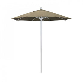 Venture Series 7.5' Patio Umbrella with Matted White Aluminum Pole Fiberglass Ribs Push Lift and Sunbrella 1A Heather Beige Fabric