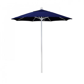 Venture Series 7.5' Patio Umbrella with Matted White Aluminum Pole Fiberglass Ribs Push Lift and Sunbrella 1A True Blue Fabric