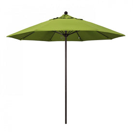 Venture Series 9' Patio Umbrella with Bronze Aluminum Pole Fiberglass Ribs Push Lift and Sunbrella 2A Macaw Fabric