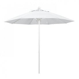Venture Series 9' Patio Umbrella with Matted White Aluminum Pole Fiberglass Ribs Push Lift and Sunbrella 1A Natural Fabric