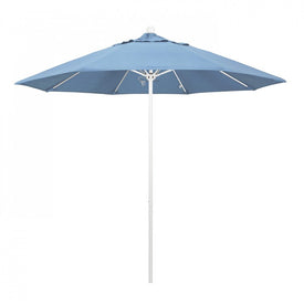 Venture Series 9' Patio Umbrella with Matted White Aluminum Pole Fiberglass Ribs Push Lift and Sunbrella 1A Air Blue Fabric