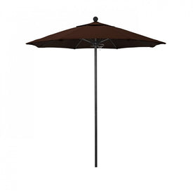 Venture Series 7.5' Patio Umbrella with Stone Black Aluminum Pole Fiberglass Ribs Push Lift and Sunbrella 2A Bay Brown Fabric