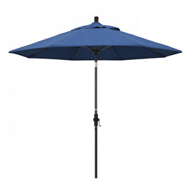 Sun Master Series 9' Patio Umbrella with Bronze Aluminum Pole Fiberglass Ribs Collar Tilt Crank Lift and Sunbrella 1A Regatta Fabric