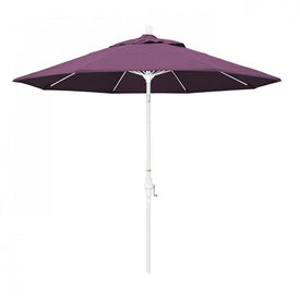 Sun Master Series 9' Patio Umbrella with Matted White Aluminum Pole Fiberglass Ribs Collar Tilt Crank Lift and Sunbrella 2A Iris Fabric