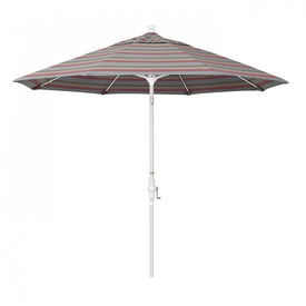 Sun Master Series 9' Patio Umbrella with Matted White Aluminum Pole Fiberglass Ribs Collar Tilt Crank Lift and Sunbrella 1A Gateway Blush Fabric