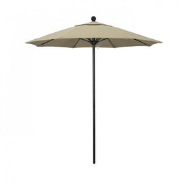 Venture Series 7.5' Patio Umbrella with Stone Black Aluminum Pole Fiberglass Ribs Push Lift and Sunbrella 1A Beige Fabric