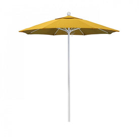 Venture Series 7.5' Patio Umbrella with Matted White Aluminum Pole Fiberglass Ribs Push Lift and Sunbrella 1A Sunflower Yellow Fabric