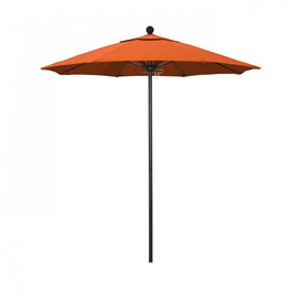 Venture Series 7.5' Patio Umbrella with Stone Black Aluminum Pole Fiberglass Ribs Push Lift and Sunbrella 1A Melon Fabric