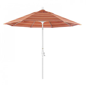 Sun Master Series 9' Patio Umbrella with Matted White Aluminum Pole Fiberglass Ribs Collar Tilt Crank Lift and Sunbrella 1A Dolce Mango Fabric