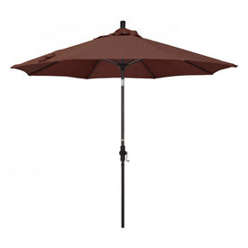 Sun Master Series 9' Patio Umbrella with Bronze Aluminum Pole Fiberglass Ribs Collar Tilt Crank Lift and Olefin Terrace Adobe Fabric