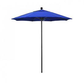 Venture Series 7.5' Patio Umbrella with Stone Black Aluminum Pole Fiberglass Ribs Push Lift and Sunbrella 1A Pacific Blue Fabric