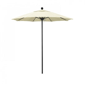 Venture Series 7.5' Patio Umbrella with Stone Black Aluminum Pole Fiberglass Ribs Push Lift and Sunbrella 1A Natural Fabric