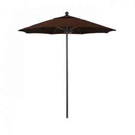 Venture Series 7.5' Patio Umbrella with Bronze Aluminum Pole Fiberglass Ribs Push Lift and Sunbrella 2A Bay Brown Fabric