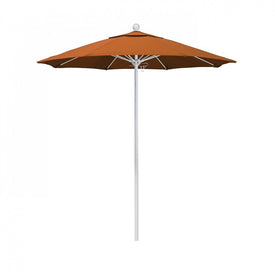 Venture Series 7.5' Patio Umbrella with Matted White Aluminum Pole Fiberglass Ribs Push Lift and Sunbrella 2A Tuscan Fabric