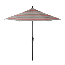 Pacific Trail Series 7.5' Patio Umbrella with Stone Black Aluminum Pole and Ribs Push Button Tilt Crank Lift and Sunbrella 1A Gateway Blush Fabric