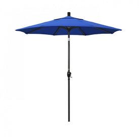 Pacific Trail Series 7.5' Patio Umbrella with Stone Black Aluminum Pole and Ribs Push Button Tilt Crank Lift and Olefin Royal Blue Fabric