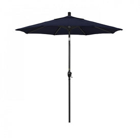 Pacific Trail Series 7.5' Patio Umbrella with Stone Black Aluminum Pole and Ribs Push Button Tilt Crank Lift and Olefin Navy Fabric