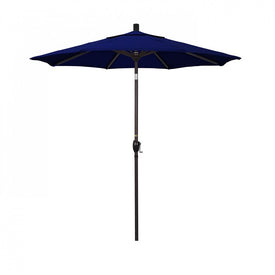 Pacific Trail Series 7.5' Patio Umbrella with Bronze Aluminum Pole and Ribs Push Button Tilt Crank Lift and Sunbrella 1A True Blue Fabric