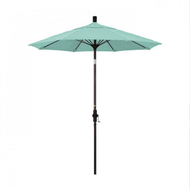 Sun Master Series 7.5' Patio Umbrella with Bronze Aluminum Pole Fiberglass Ribs Collar Tilt Crank Lift and Sunbrella 1A Spectrum Mist Fabric