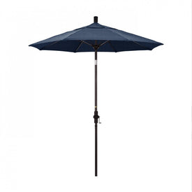 Sun Master Series 7.5' Patio Umbrella with Bronze Aluminum Pole Fiberglass Ribs Collar Tilt Crank Lift and Sunbrella 1A Spectrum Indigo Fabric