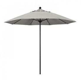 Venture Series 9' Patio Umbrella with Stone Black Aluminum Pole Fiberglass Ribs Push Lift and Sunbrella 1A Granite Fabric