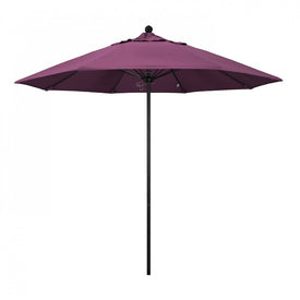 Venture Series 9' Patio Umbrella with Stone Black Aluminum Pole Fiberglass Ribs Push Lift and Sunbrella 2A Iris Fabric