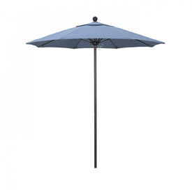 Venture Series 7.5' Patio Umbrella with Bronze Aluminum Pole Fiberglass Ribs Push Lift and Sunbrella 1A Air Blue Fabric
