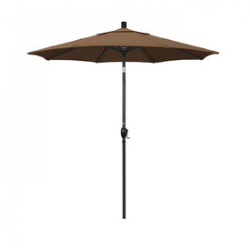 Pacific Trail Series 7.5' Patio Umbrella with Stone Black Aluminum Pole and Ribs Push Button Tilt Crank Lift and Sunbrella 1A Teak Fabric