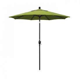 Pacific Trail Series 7.5' Patio Umbrella with Bronze Aluminum Pole and Ribs Push Button Tilt Crank Lift and Sunbrella 2A Macaw Fabric