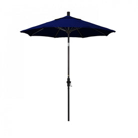 Sun Master Series 7.5' Patio Umbrella with Bronze Aluminum Pole Fiberglass Ribs Collar Tilt Crank Lift and Sunbrella 1A True Blue Fabric