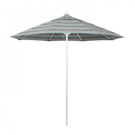 Venture Series 9' Patio Umbrella with Matted White Aluminum Pole Fiberglass Ribs Push Lift and Sunbrella 1A Gateway Mist Fabric