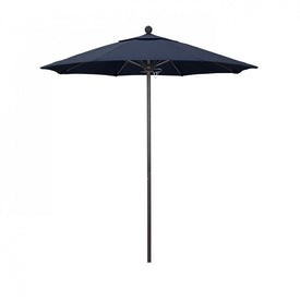 Venture Series 7.5' Patio Umbrella with Bronze Aluminum Pole Fiberglass Ribs Push Lift and Sunbrella 1A Spectrum Indigo Fabric